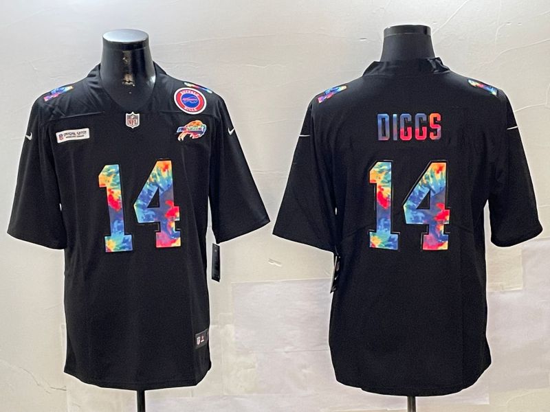 Men Buffalo Bills #14 Diggs Black Rainbow 2024 Nike Limited NFL Jersey style 2->buffalo bills->NFL Jersey